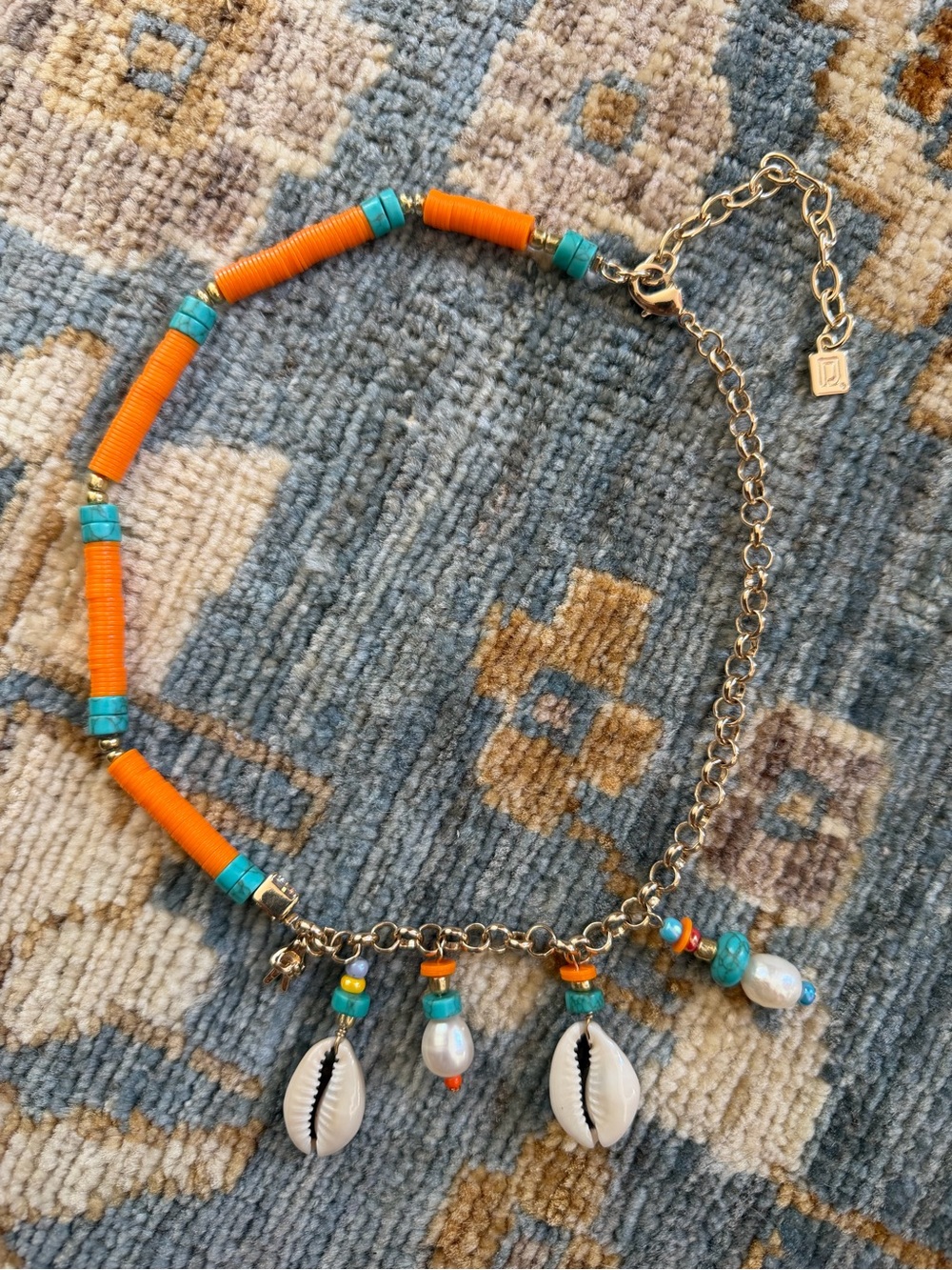DANNIJO Orange & Turquoise Shell Charm Necklace